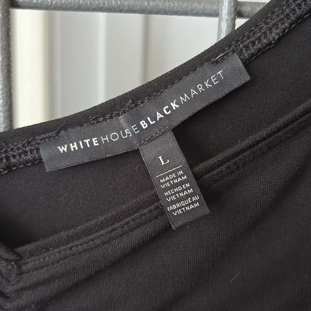 White House Black Market Black Ruched Blouse Size L - Picture 3 of 11